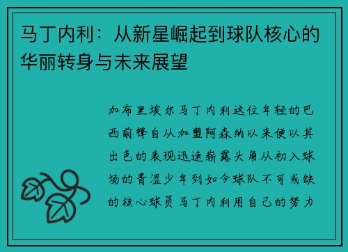马丁内利：从新星崛起到球队核心的华丽转身与未来展望